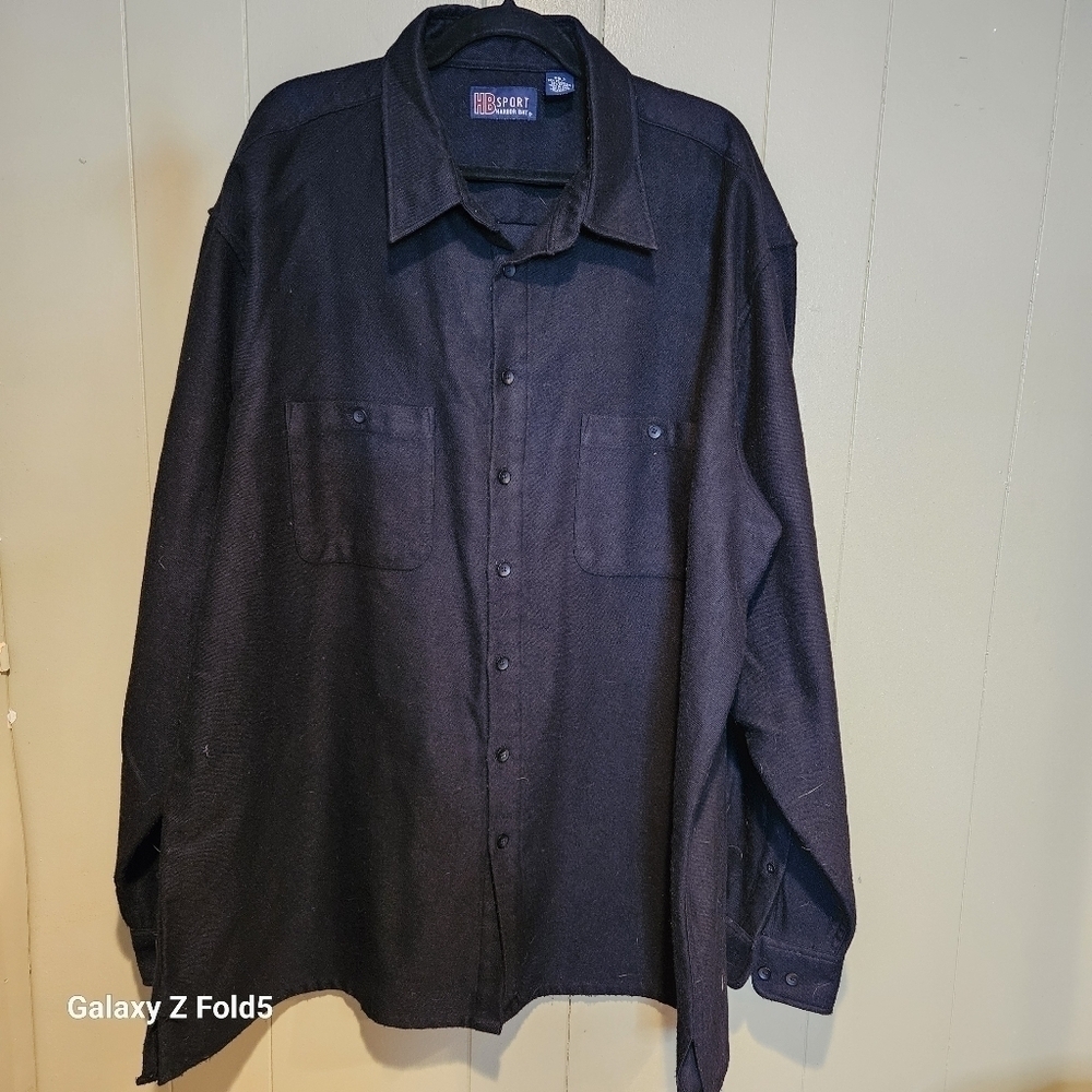 Harbor Bay Sport Shirt / Jacket, Mens, Size 3XLT, Black, Button-Up Shirt